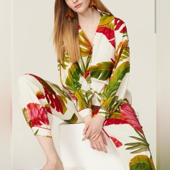 FARM Rio Spring Forest Leaf Print Jumpsuit Small - Picture 4 of 14
